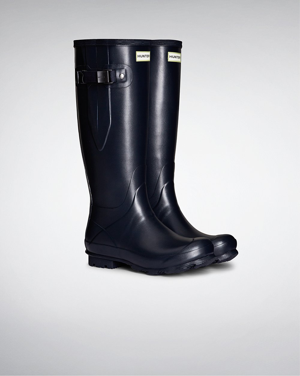 Womens Hunter Norris Field Side Adjustable - Tall Rain Boots Navy - 6719-IZHFP